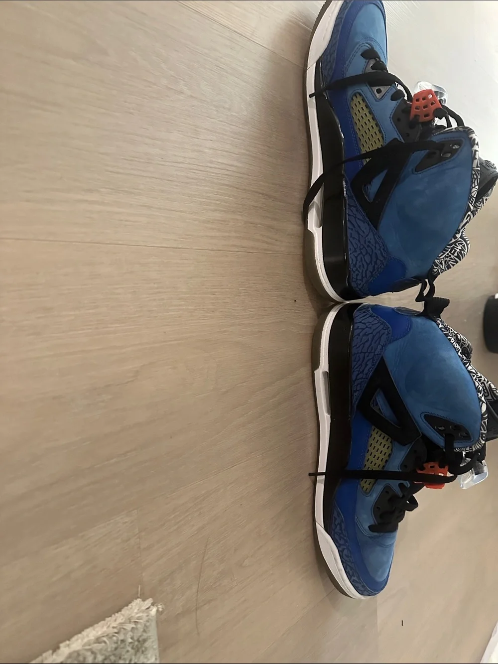 Jordan Spizike Men’s Athletic Shoes in Blue and Black with Orange Accents